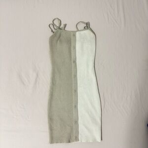 Two-Tone Faux Button-Front Knit Dress